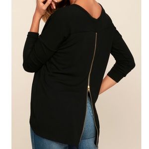 Lulu’s “Zip to my Lou” zipper back sweater / top